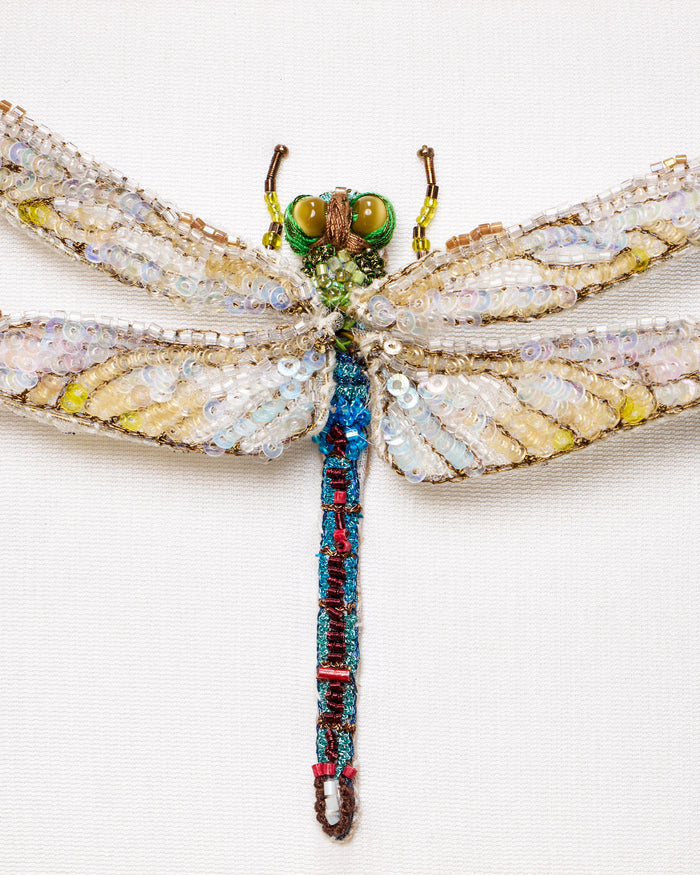 Green Darner Dragonfly Beaded Framed Art - Trovelore