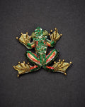 Green Flying Frog Brooch Pin - Trovelore