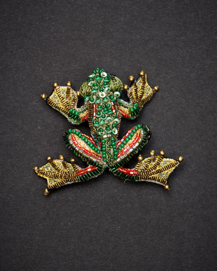 Green Flying Frog Brooch Pin - Trovelore