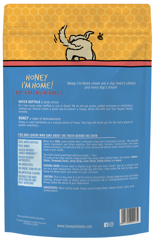 Honey I'm Home Buffalo Collagen Rolls Dog Treats