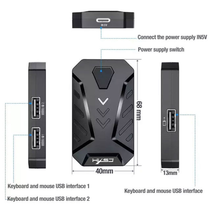 HXSJ Gaming Keyboard and Mouse Set - V100 One-Handed Keyboard, A883 Gaming Mouse, and Converter Combo
