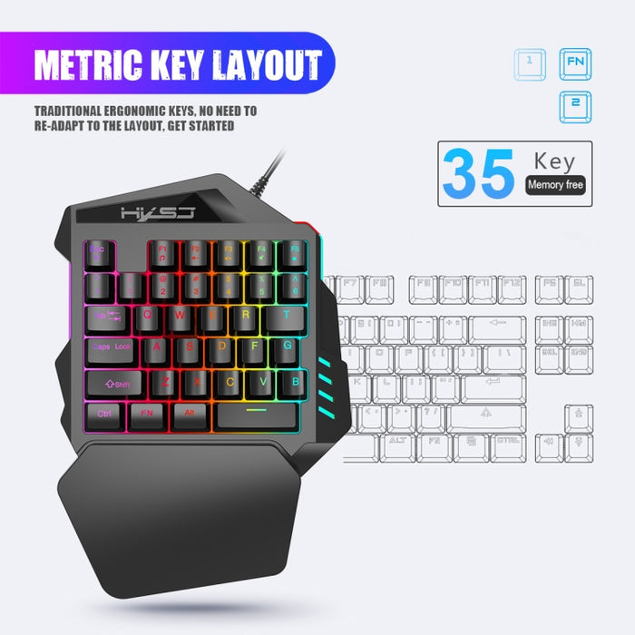 HXSJ Gaming Keyboard and Mouse Set - V100 One-Handed Keyboard, A883 Gaming Mouse, and Converter Combo