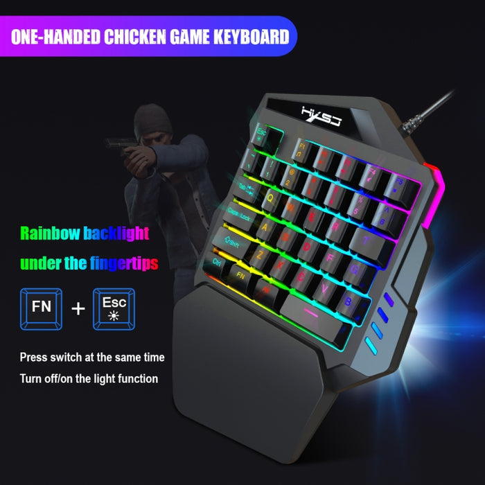 HXSJ Gaming Keyboard and Mouse Set - V100 One-Handed Keyboard, A883 Gaming Mouse, and Converter Combo