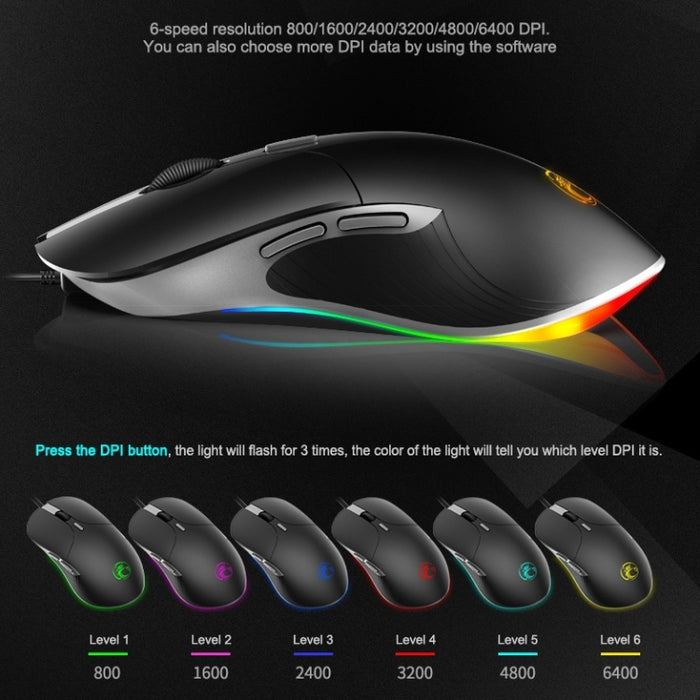 iMICE X6 RGB Gaming Mouse - 6-Button Wired Colorful RGB Gaming Mouse