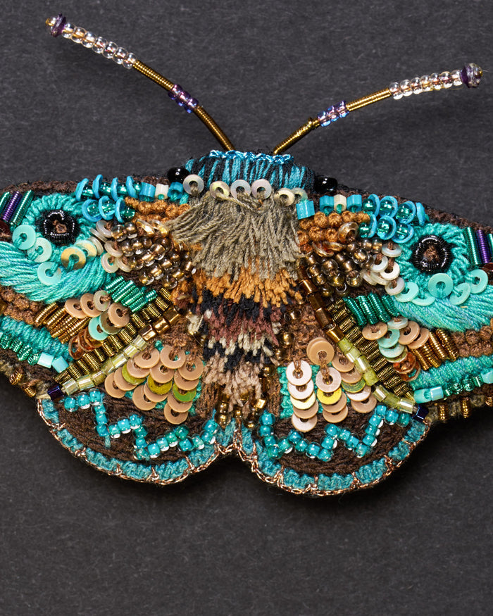 Lanipes Moth Beaded Brooch Pin - Trovelore