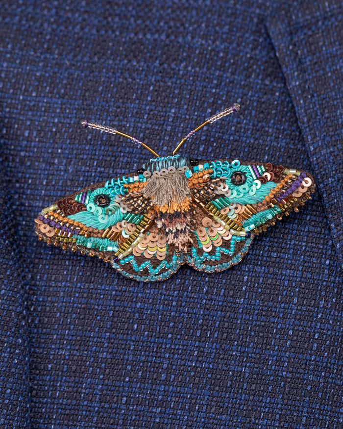 Lanipes Moth Beaded Brooch Pin - Trovelore