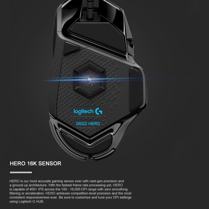 Logitech G502 HERO Gaming Mouse - Wired with 11 Buttons and 2.1m Length