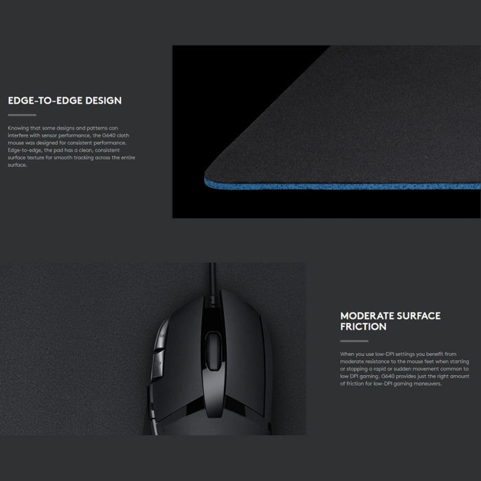 Logitech G640 Gaming Mouse Pad - Soft Cloth E-sport Design, Size 46 x 40cm