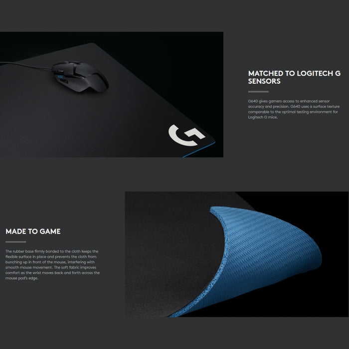 Logitech G640 Gaming Mouse Pad - Soft Cloth E-sport Design, Size 46 x 40cm