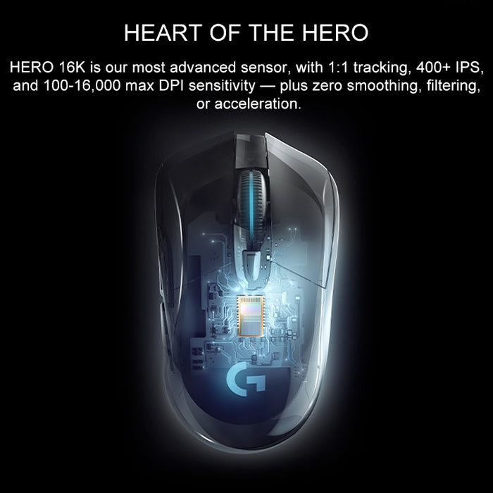 Logitech G703 Gaming Mouse - 16000 DPI, 6 Programmable Buttons, HERO 16K Sensor, RGB Backlight, Wireless Optical Design