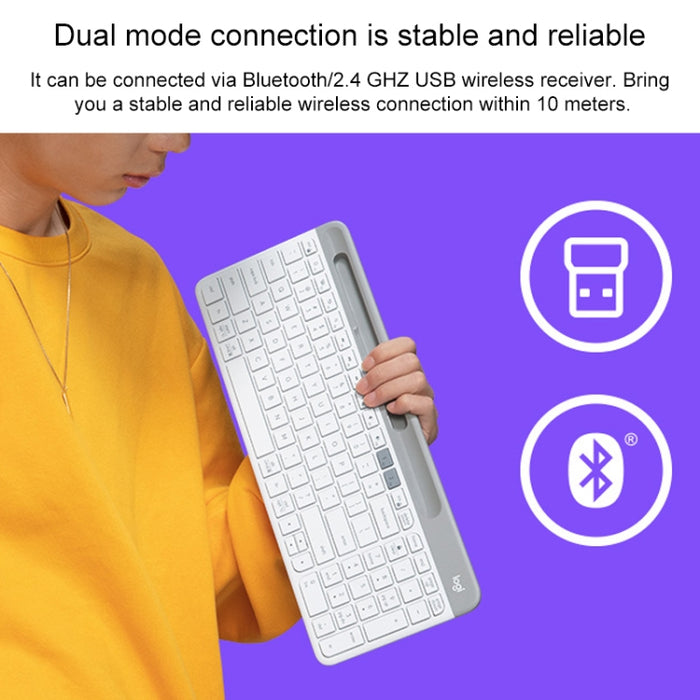 Logitech K580 Wireless Keyboard - Dual Modes Thin and Light Multi-device Keyboard with Phone Holder