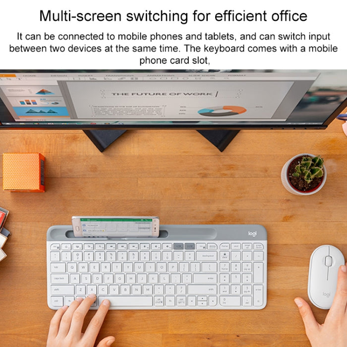 Logitech K580 Wireless Keyboard - Dual Modes Thin and Light Multi-device Keyboard with Phone Holder