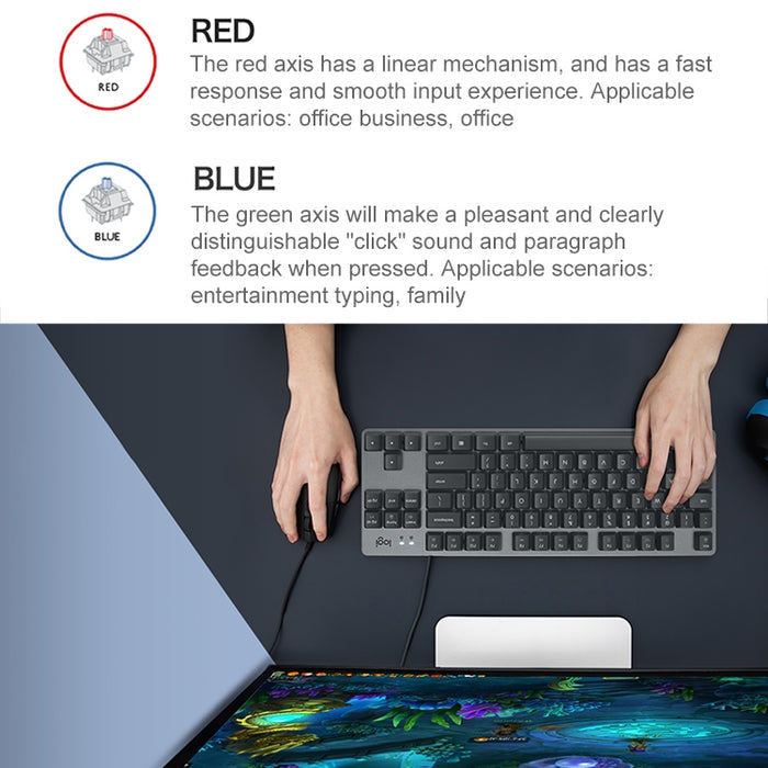 Logitech K835 Mini Mechanical Keyboard with Green Shaft - Wired Performance