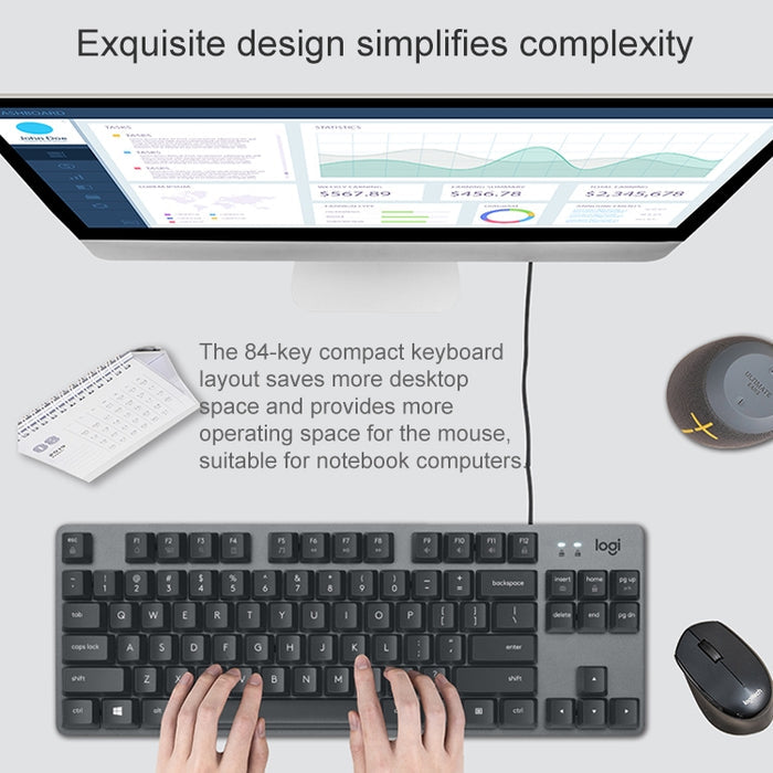 Logitech K835 Mini Mechanical Keyboard with Green Shaft - Wired Performance