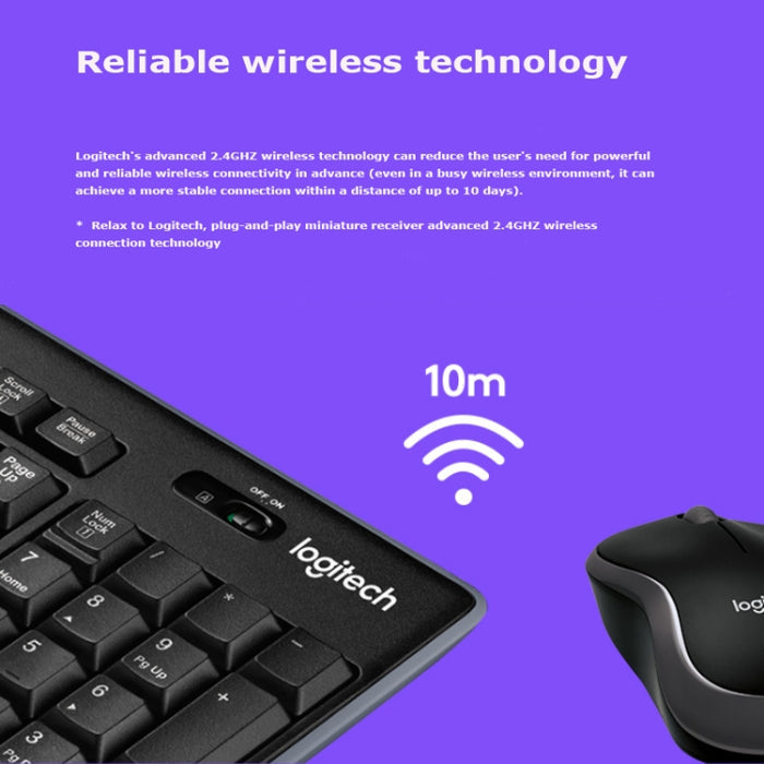 Logitech MK270 Wireless Keyboard Mouse Set - 2.4GHz Connectivity and Compact Design