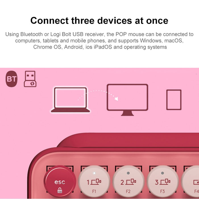 Logitech POP KEYS Mechanical Keyboard - Round Button Bluetooth Design