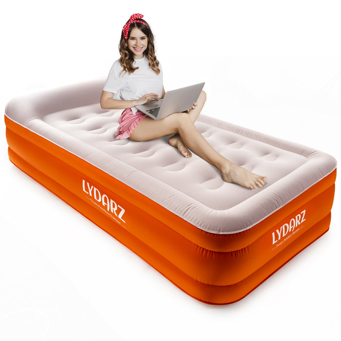 LYDARZ Single Size Air Mattress with Headboard for Compact and Comfortable Travel & Home Use