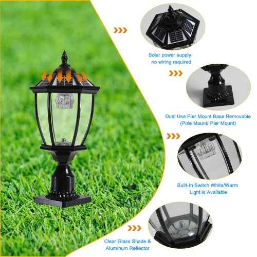 LYDARZ Solar Pillar Headlights With Dimmable LEDs - 2 Packs