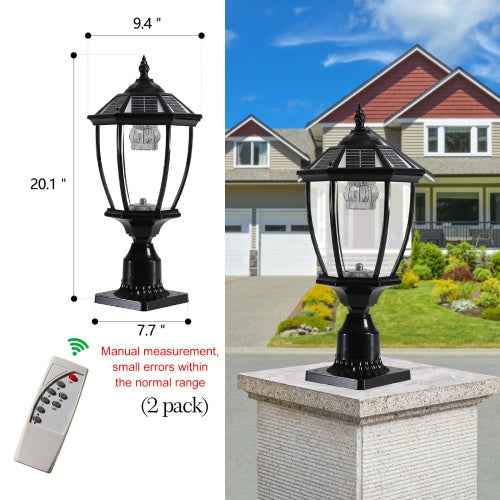 LYDARZ Solar Pillar Headlights With Dimmable LEDs - 2 Packs