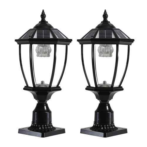LYDARZ Solar Pillar Headlights With Dimmable LEDs - 2 Packs