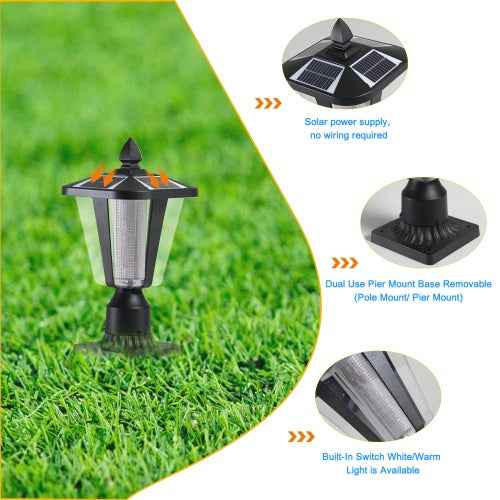 LYDARZ Solar Pillar Headlights With Dimmable LEDs 1-pack