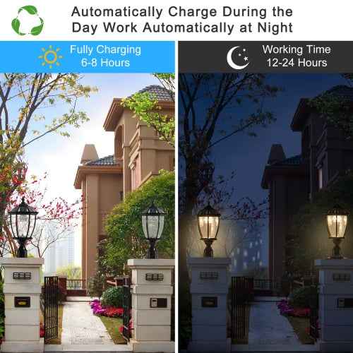 LYDARZ Solar Pillar Headlights With Dimmable LEDs 1-pack