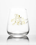 A Mars Rover Perseverence Wine Glass by Cognitive Surplus with an image of a spacecraft on it.