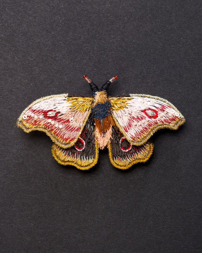 Mopane Emperor Moth Beaded Brooch Pin - Trovelore