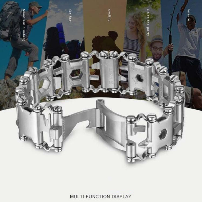 Multifunctional Stainless Steel Survival Tool Bracelet for Men