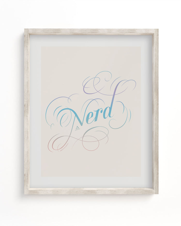 A Cognitive Surplus framed Nerd Museum Print.