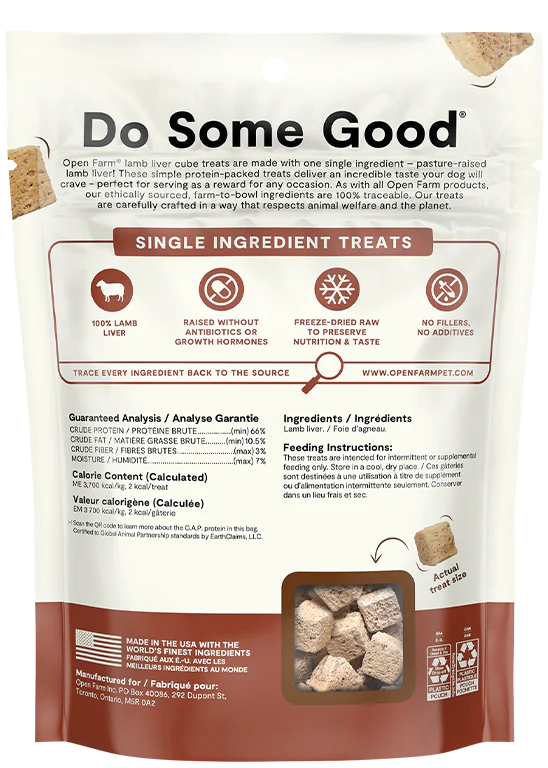 Open Farm Freeze Dried Raw Single Ingredient Lamb Liver Treat for Dogs