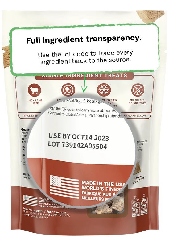 Open Farm Freeze Dried Raw Single Ingredient Lamb Liver Treat for Dogs