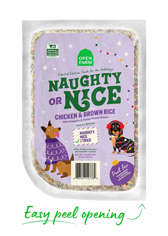 Open Farm Naughty or Nice Chicken & Brown Rice Gently Cooked Recipe Frozen Dog Food