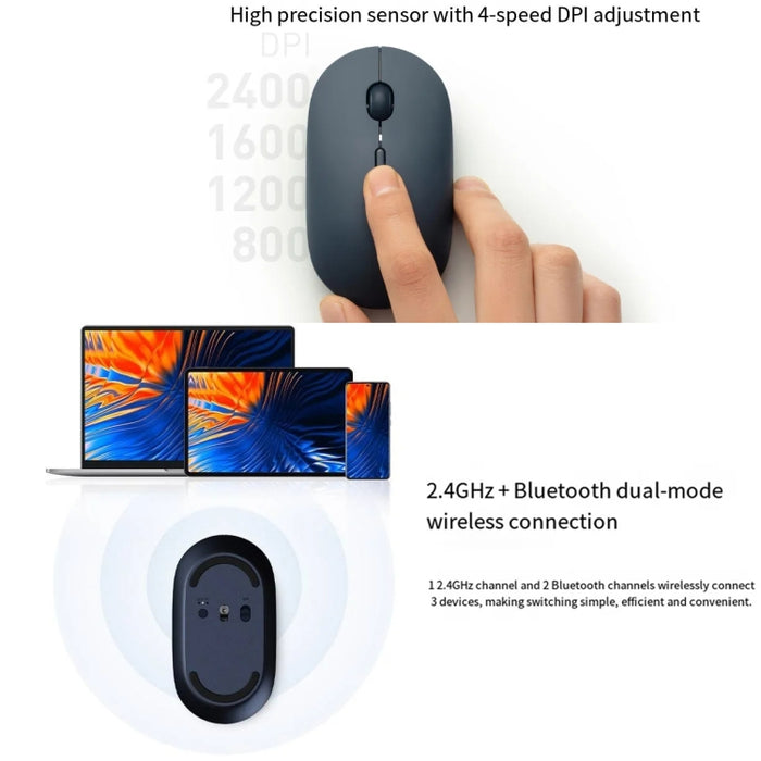 Original Xiaomi XMBXSB01YM Bluetooth Silent Portable Mouse 3 - Dual Mode Design