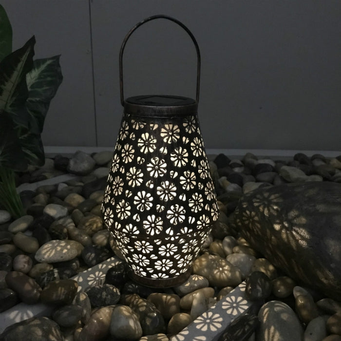Outdoor Solar Iron Lantern Pendant Lamp - Wrought Iron Garden Decoration LED Light