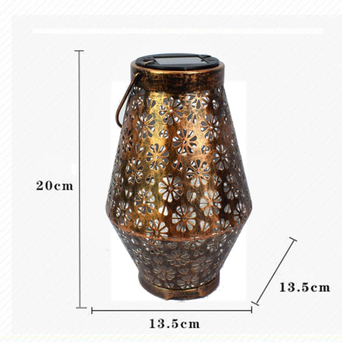 Outdoor Solar Iron Lantern Pendant Lamp - Wrought Iron Garden Decoration LED Light