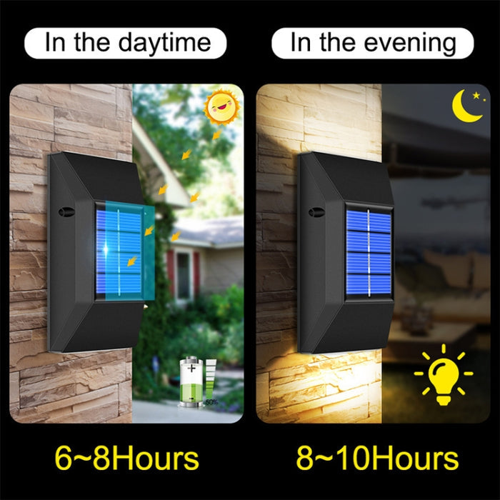 Outdoor Solar Wall Light with 6 LEDs White and Warm Light - Waterproof Decorative Fixture