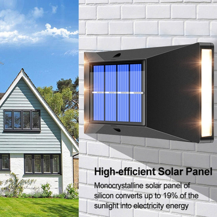 Outdoor Solar Wall Light with 6 LEDs White and Warm Light - Waterproof Decorative Fixture