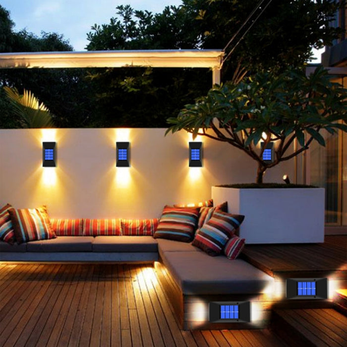 Outdoor Solar Wall Light with 6 LEDs White and Warm Light - Waterproof Decorative Fixture
