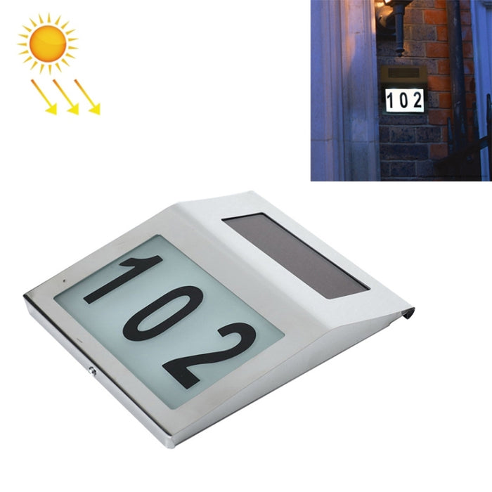 Outdoor Solar Wall Number Light - 2 LEDs Waterproof Stainless Steel House Number Fixture