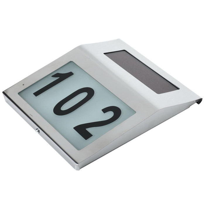 Outdoor Solar Wall Number Light - 2 LEDs Waterproof Stainless Steel House Number Fixture