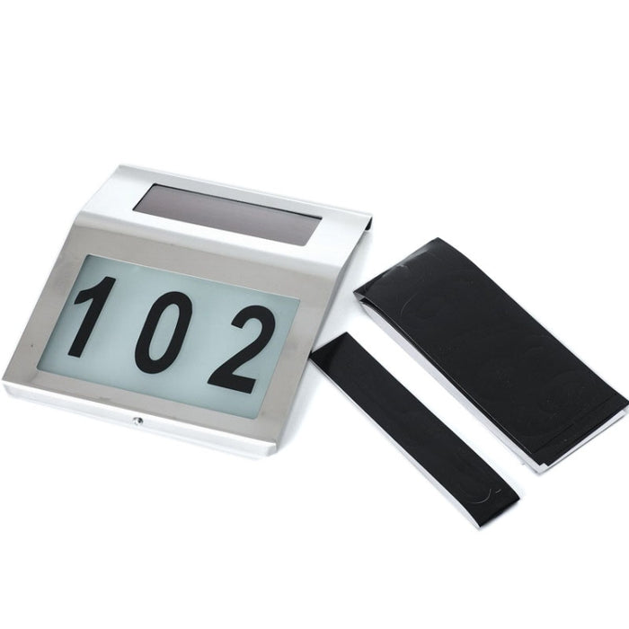 Outdoor Solar Wall Number Light - 2 LEDs Waterproof Stainless Steel House Number Fixture