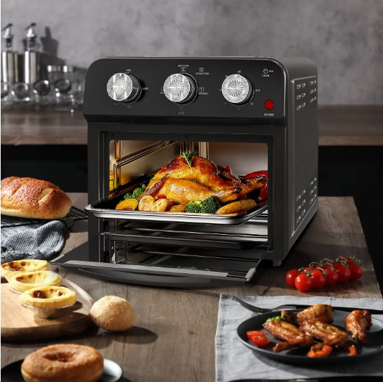 PLUM CHEF 12.5 Qt Multi-Function Air Fryer with Grill, Bake, Defrost & Dual Knob Control - LYDARZ