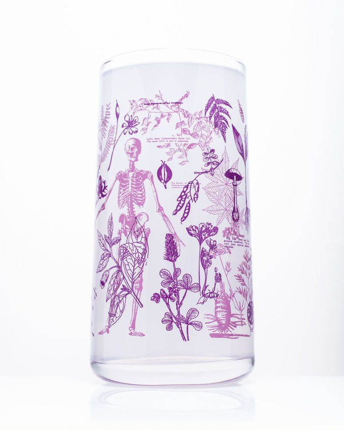 A Poisonous Plants Drinking Glass with a design on it, made by Cognitive Surplus.