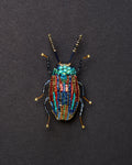 Rainbow Leaf Beetle Beaded Brooch Pin - Trovelore