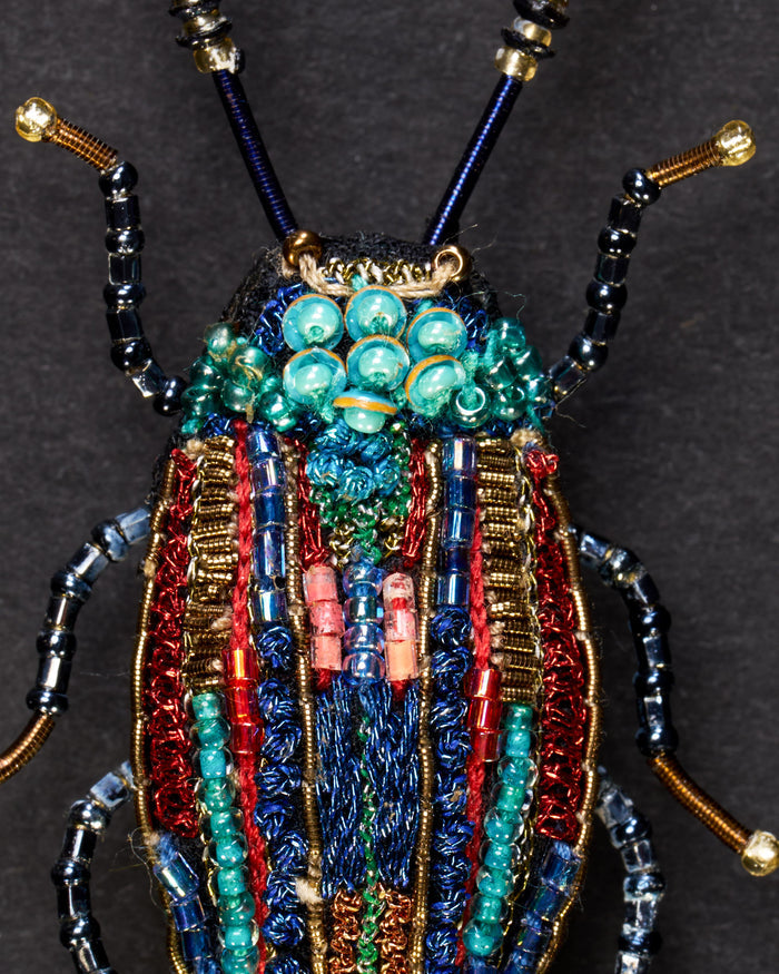 Rainbow Leaf Beetle Beaded Brooch Pin - Trovelore