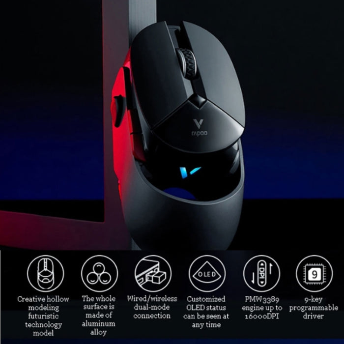 Rapoo RGB Wireless Gaming Mouse with Dual Mode Macro Programmable Symphony RGB Backlight
