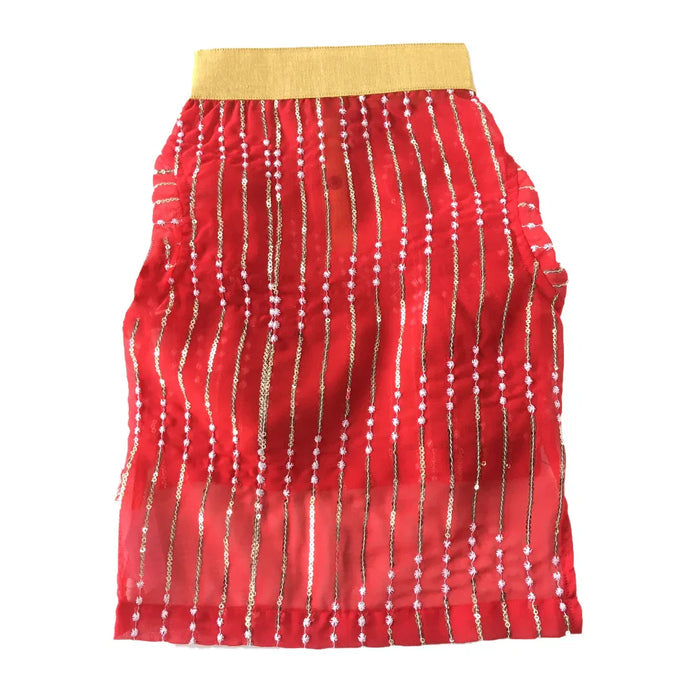 Red Georgette Embroidered Kurta