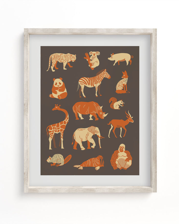 Retro Mammals Museum Print