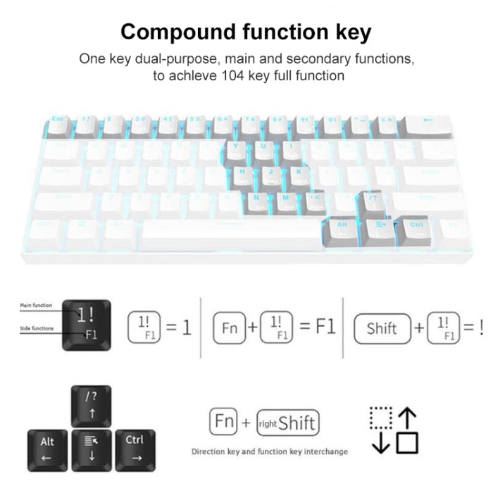 RK61 Bluetooth Mechanical Keyboard - 61 Keys Dual Modes for Tablet and Mobile Gaming
